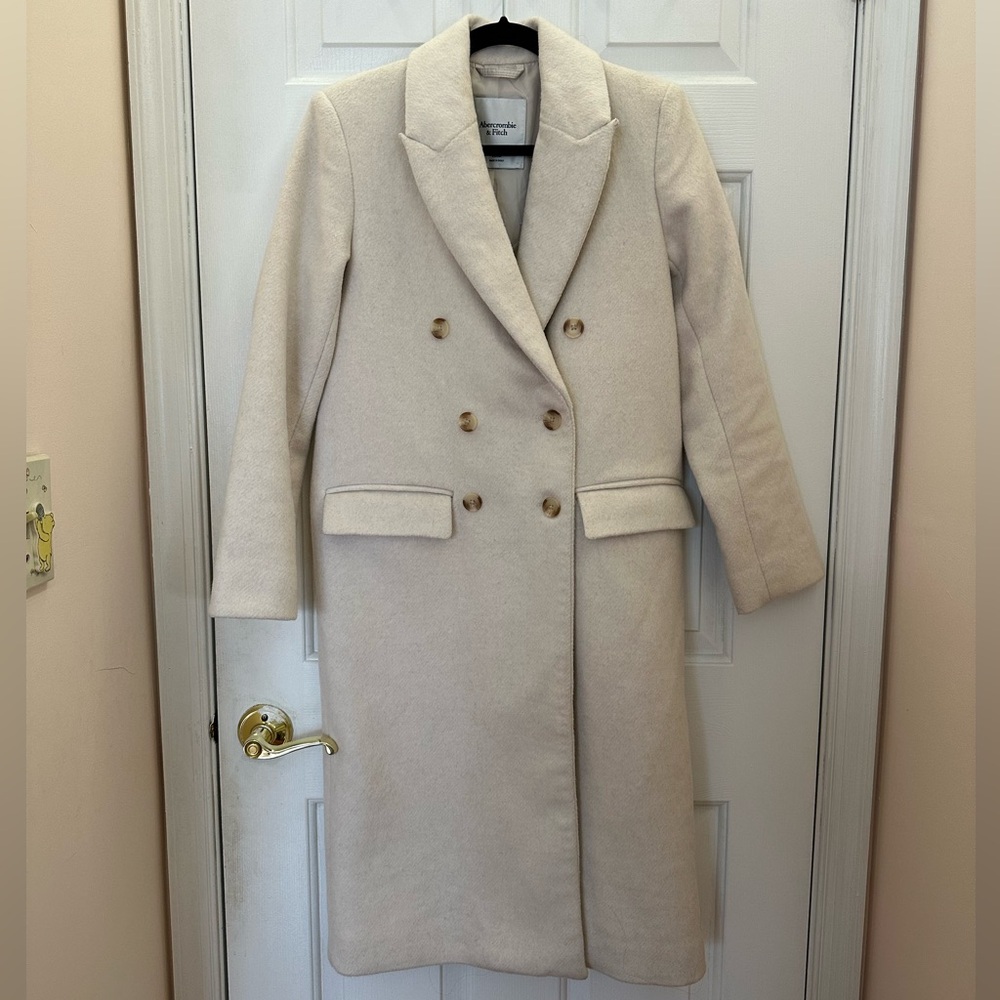 Abercrombie Wool-Blend Double-Breasted Tailored Topcoat - Picture 4 of 7